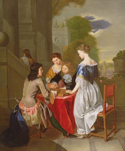 Elegant Company Playing Backgammon by Nicolaes Verkolje